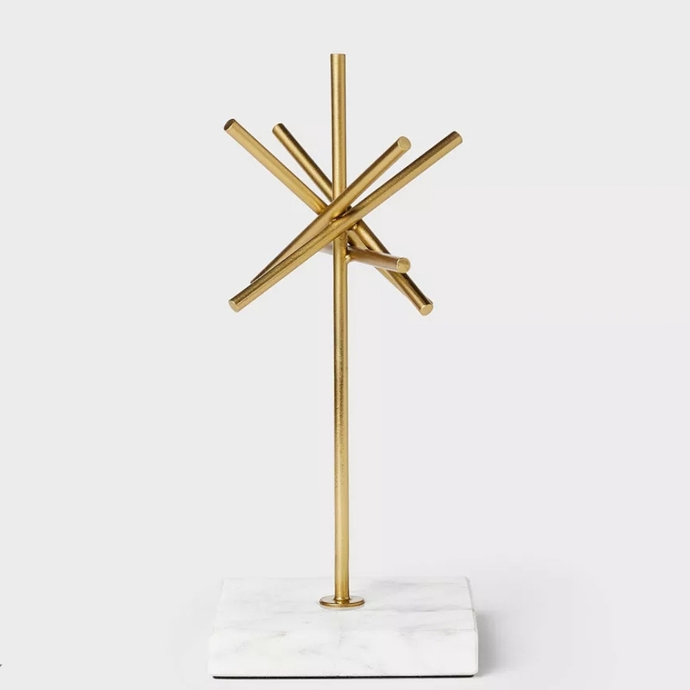 Studio McGee NWT Brass And Marble Stem Sculpture 10"H